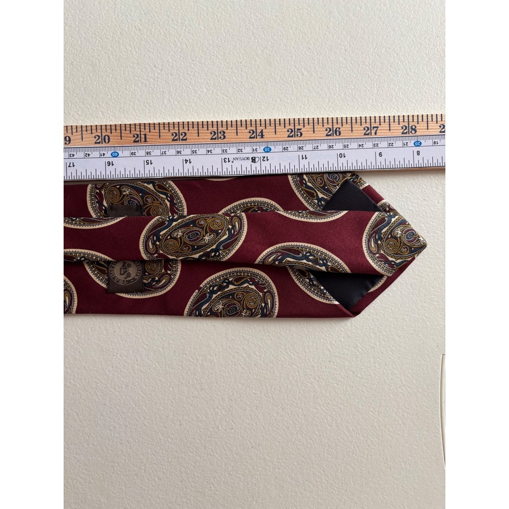 Muse's Atlanta Silk Necktie Hand Sewn Made‎ In USA Burgundy Paisley Pattern VTG - Picture 5 of 12
